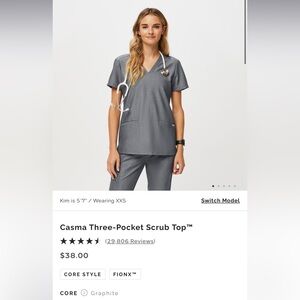 Figs Graphite 3 pocket top